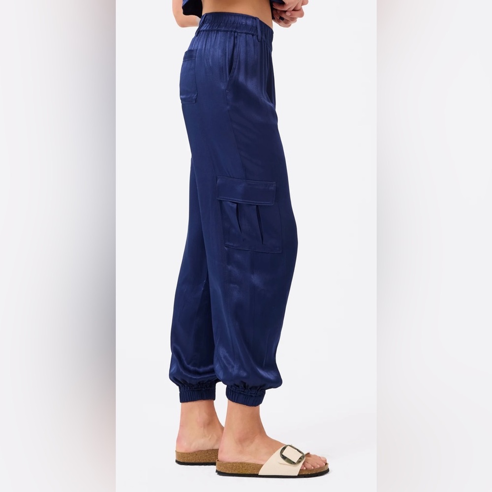 Terez Silky Satin Cargo Style Joggers - Picture 2 of 4